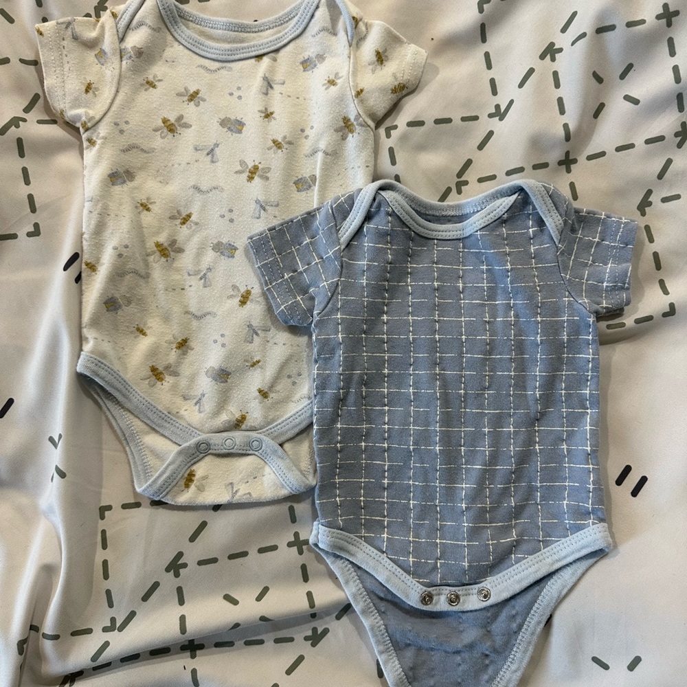 Blue and Cream Baby One Piece Set